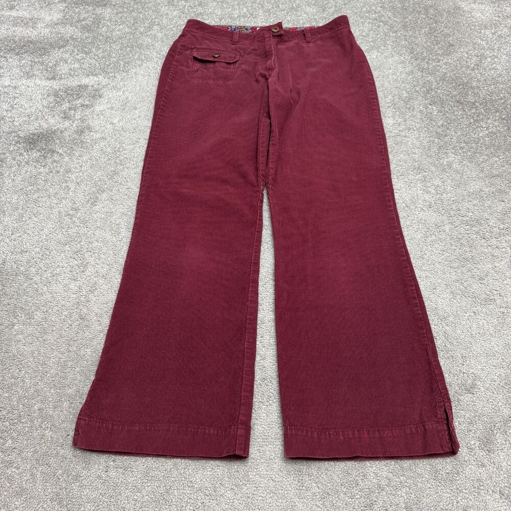 Vintage L.L. Bean Red Burgundy Corduroy Wide Leg Flare Pants Womens 12 Regular